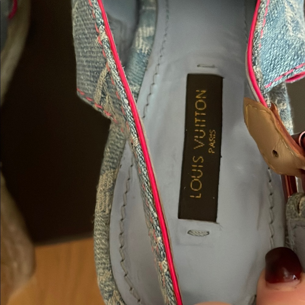 Louis Vuitton Blue Denim Slingback Sandals - Picture 3 of 6